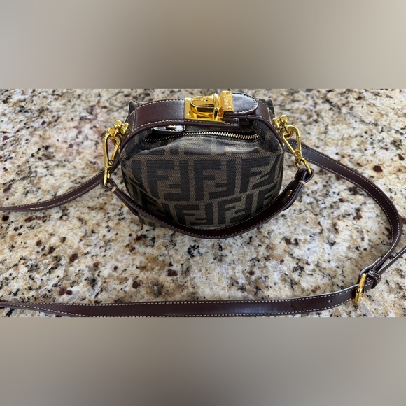 Fashion Zucca Mini Bag Canvas Mono Leather Gold Hardware - Picture 8 of 12